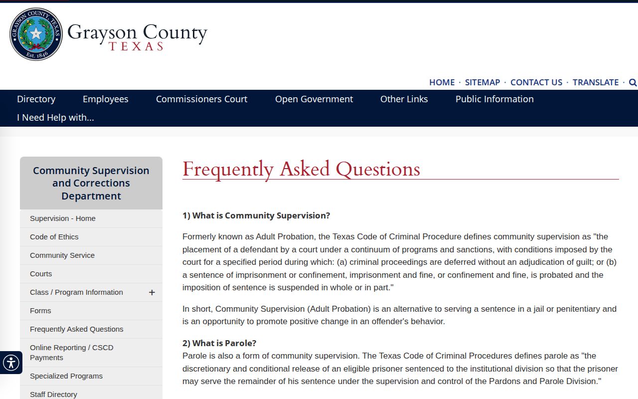 Grayson County probation release and discharge information