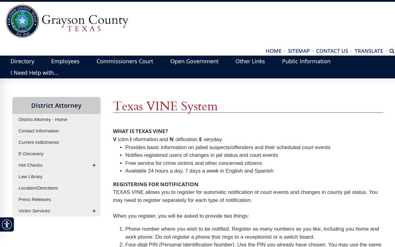 Legacy Grayson County VINELink release instructions