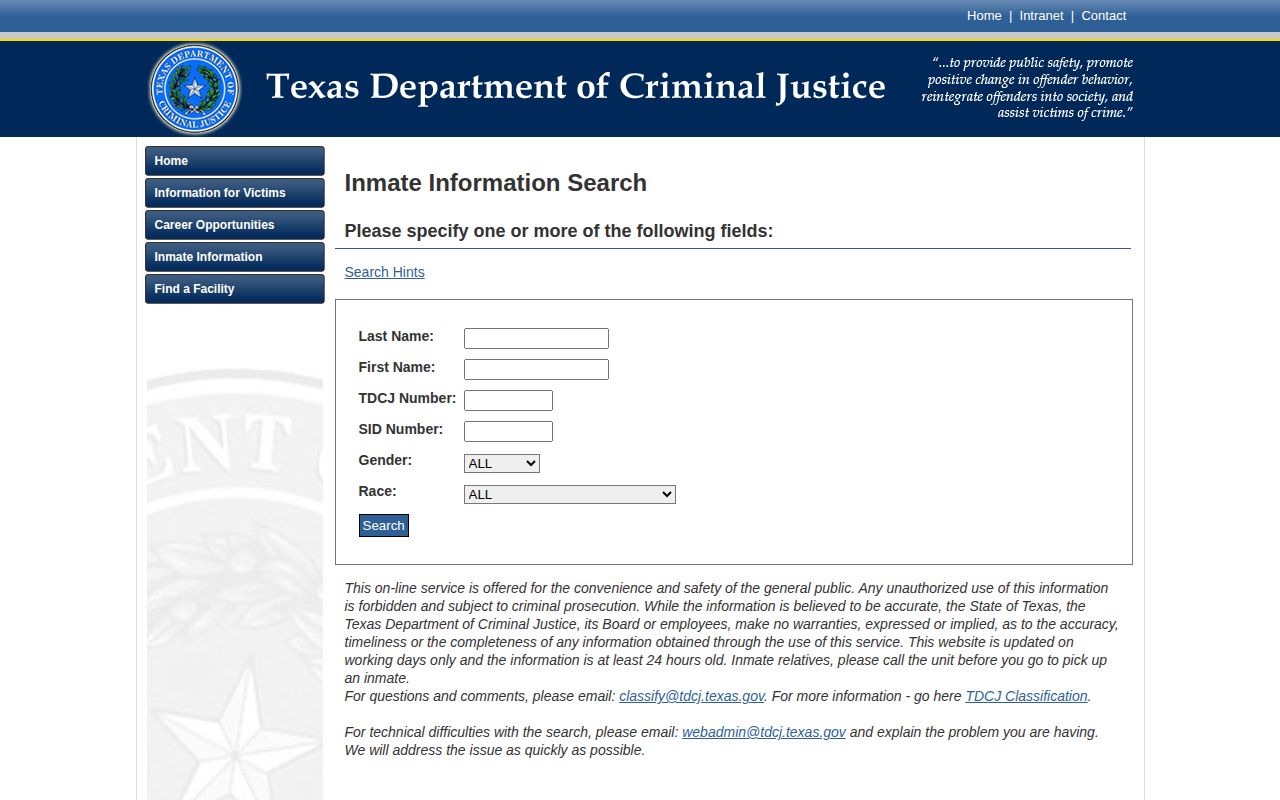 Texas TDCJ offender search for Grayson County release records