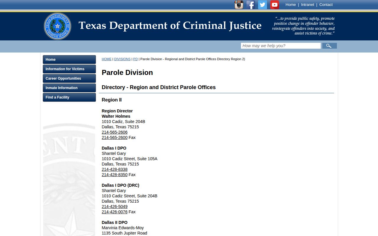 Grayson County parole release office directory