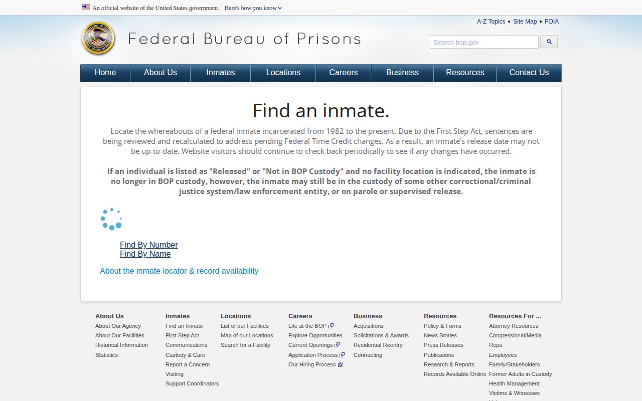 BOP federal inmate release locator serving Grayson County